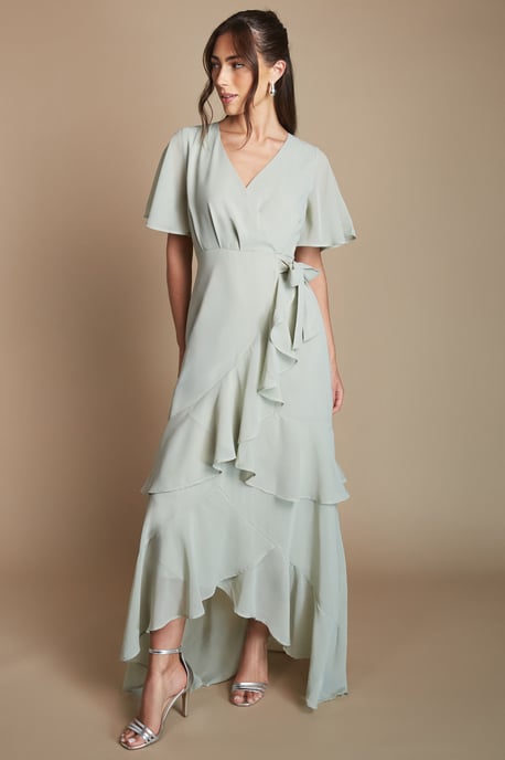 Angel Sleeve Tiered Bridesmaid Maxi Dress - Image 4