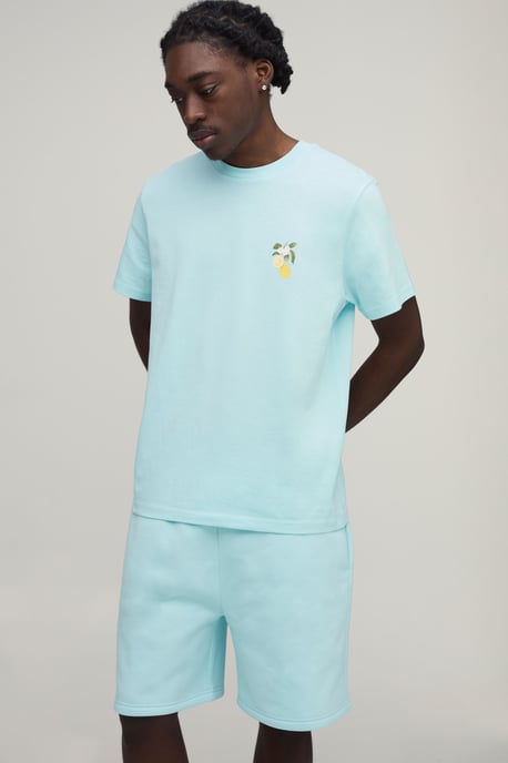 Regular Fit Lemon Printed T-Shirt & Regular Fit Short Set - Image 2