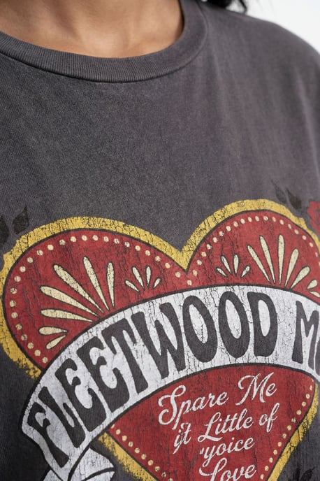 Fleetwood Mac Graphic Vintage Charcoal Wash Band T-Shirt - Image 3