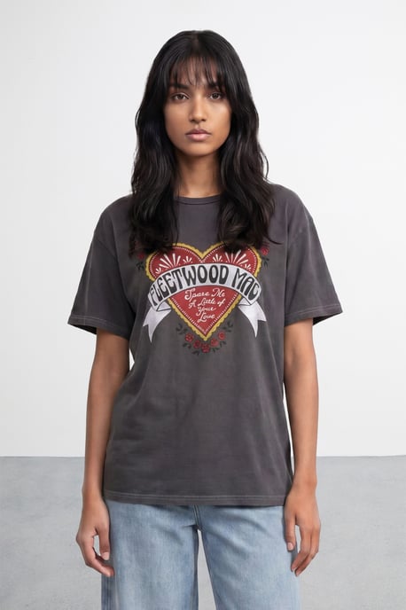 Fleetwood Mac Graphic Vintage Charcoal Wash Band T-Shirt - Image 4