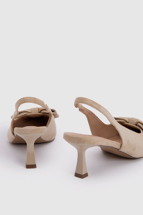Dora Faux Suede Bow Slingback Medium Stiletto Heeled Court Shoes - Image 4