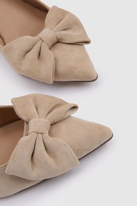 Dora Faux Suede Bow Slingback Medium Stiletto Heeled Court Shoes - Image 5