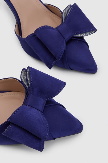 Wide Fit Tamara Satin Bow Sling Back Stiletto Court Shoes - Image 4
