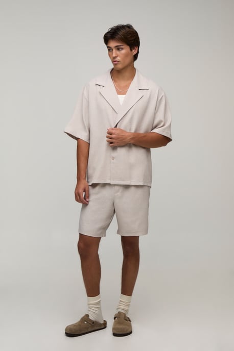Wrap Linen Look Shirt & Short Set - Image 4