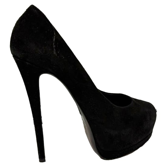 Giuseppe Zanotti pumps met ronde neus en plateauzool in zwart suède. - Image 1