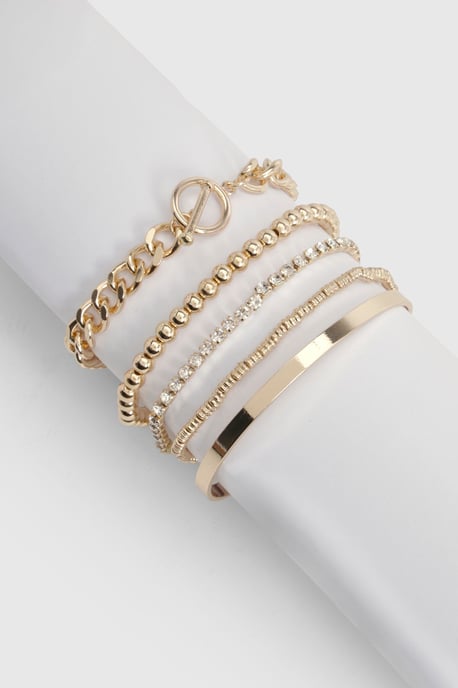 Gold Stacking Bracelets 5 Pack - Image 1