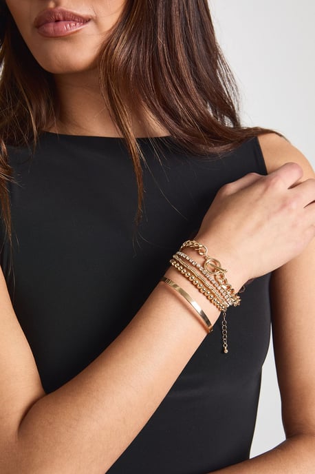 Gold Stacking Bracelets 5 Pack - Image 2