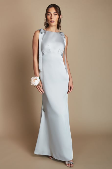Coast Honoured Sleeveless High Neck Tie Shoulder Satin Maxi Bridesmaid Dress - Image 1