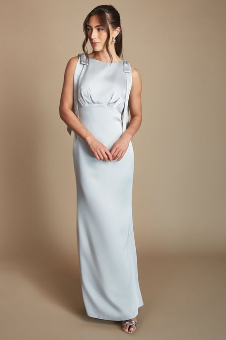 Coast Honoured Sleeveless High Neck Tie Shoulder Satin Maxi Bridesmaid Dress - Image 4