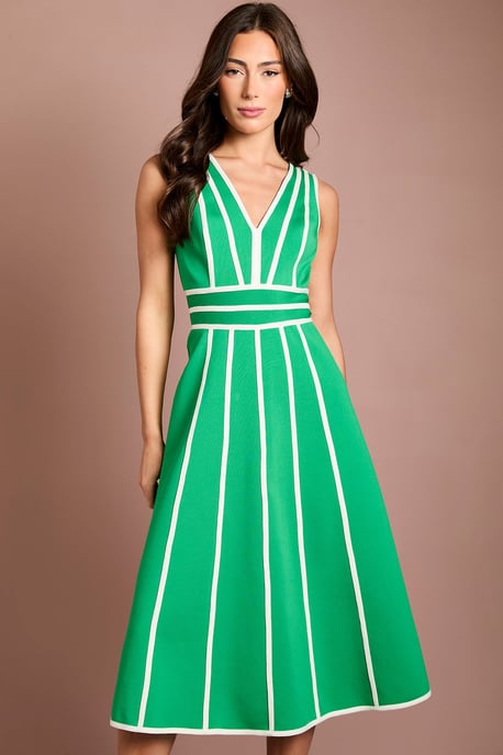 Bandage Piped Green Midi Dress - Image 2