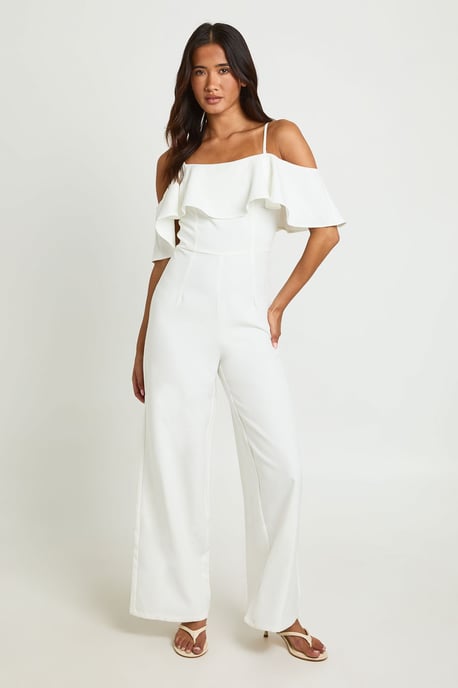 Tailored Strappy Foldover Ruffle Jumpsuit - Image 1