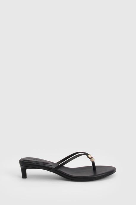 Trim Detail Toe Post Heeled Mules - Image 3