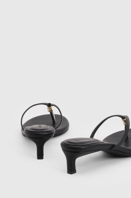 Trim Detail Toe Post Heeled Mules - Image 4