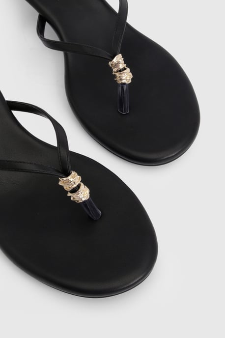 Trim Detail Toe Post Heeled Mules - Image 5