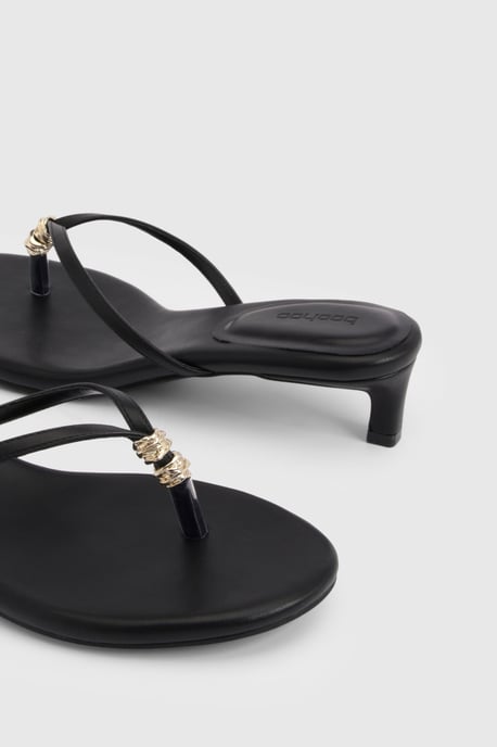 Trim Detail Toe Post Heeled Mules - Image 6