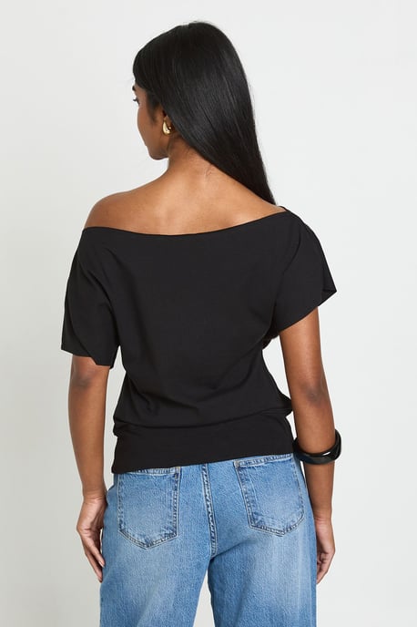 Off The Shoulder Ribbed Waist Top - Image 2