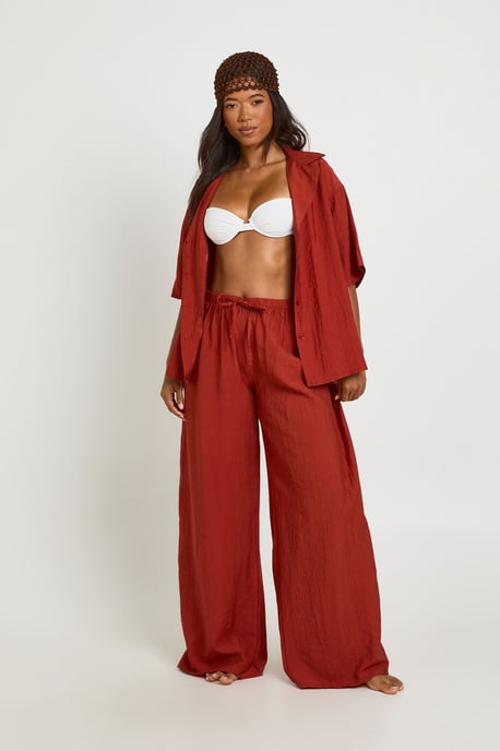 Linen Look Short Sleeve Beach Shirt - Image 3