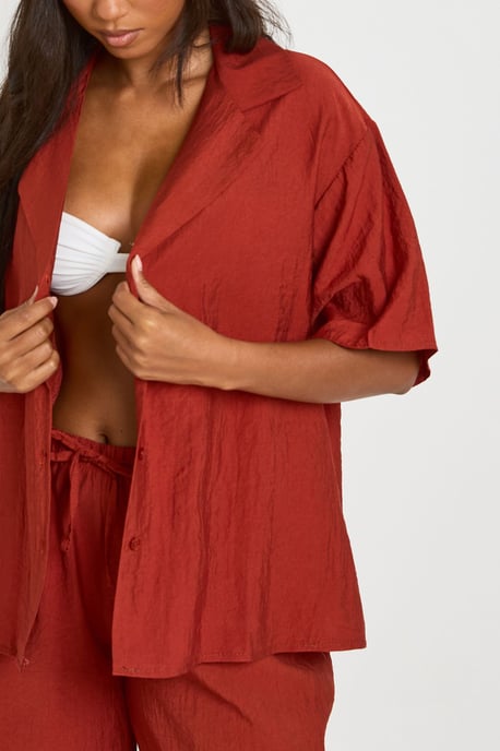 Linen Look Short Sleeve Beach Shirt - Image 4