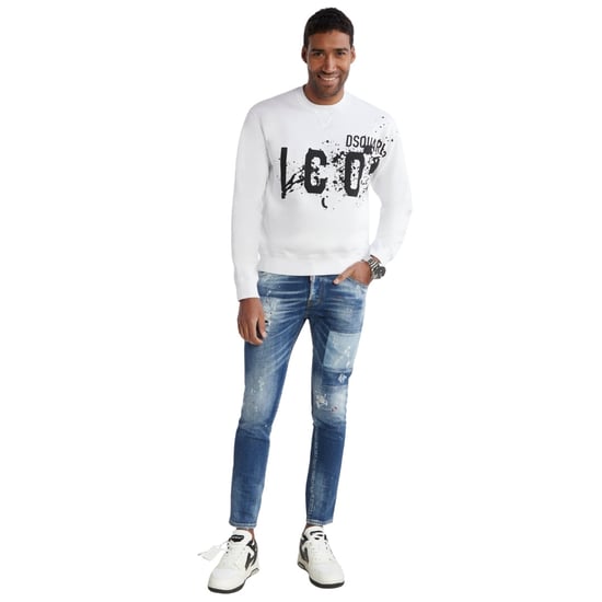 Dsquared2 Icon Splash Cool Fit Rund Hals Vit Tröja - Image 4