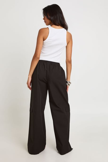 Poplin Wide Leg Cargo Trousers - Image 2