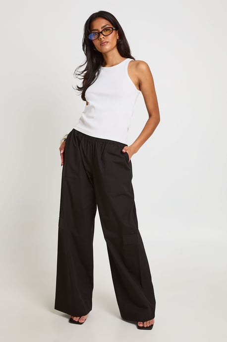 Poplin Wide Leg Cargo Trousers - Image 3