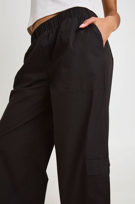 Poplin Wide Leg Cargo Trousers - Image 4