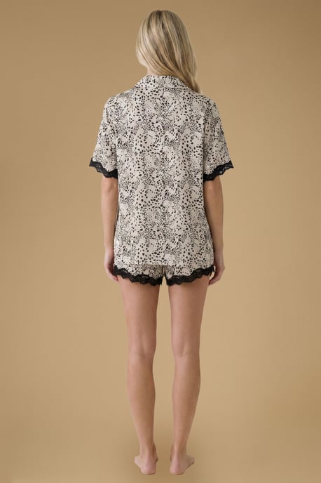 Leopard Print Lace Trim Nightwear Shorts Set - Image 2