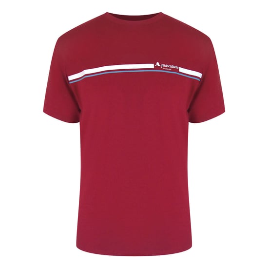 Aquascutum Active Katoenen Gestreept Bordeauxrood T-shirt - Image 1