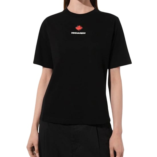 Dsquared2 Pixel Leaf Logo Print Crew Neck Zwart T-shirt - Image 2