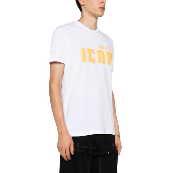 Dsquared2 Icon Yellow Blur Print White Loose Fit T-shirt - Image 2