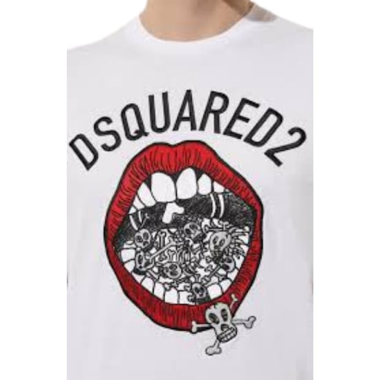 Dsquared2 Merk T-shirt Met Mondprint, Wit - Image 4