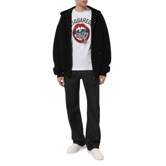 Dsquared2 Merk T-shirt Met Mondprint, Wit - Image 5