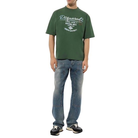 Dsquared2 Branded Raising Hell Logo Groen T-shirt - Image 6