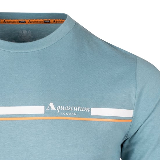 Aquascutum Active Bomullsränder Avio Blå T-shirt - Image 3