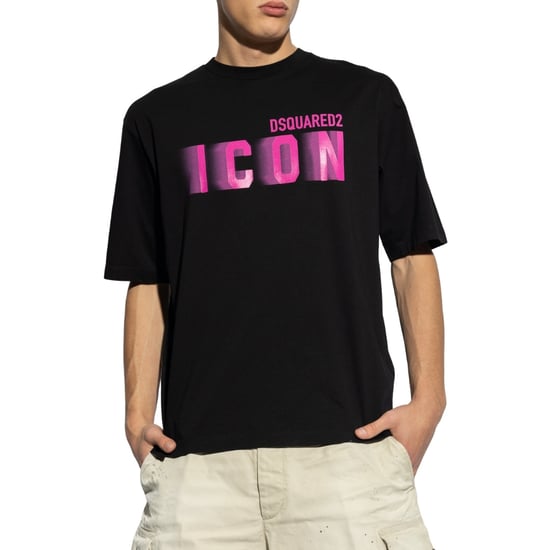 Dsquared2 Icon Pink Blur Print Black Loose Fit T-shirt - Image 2