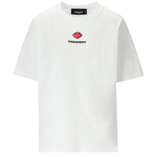 Dsquared2 Pixel Leaf-logotyptryck Vit T-shirt Med Rund Hals - Image 1