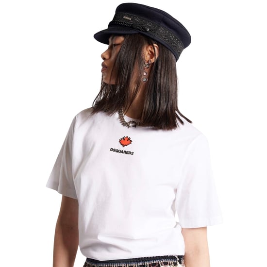 Dsquared2 Pixel Leaf-logotyptryck Vit T-shirt Med Rund Hals - Image 5