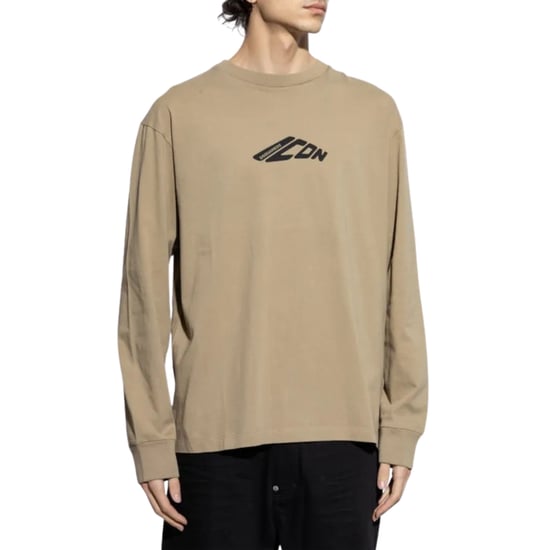 Dsquared2 Khaki Långärmad T-shirt Svart Stretchig Ikonlogga - Image 2