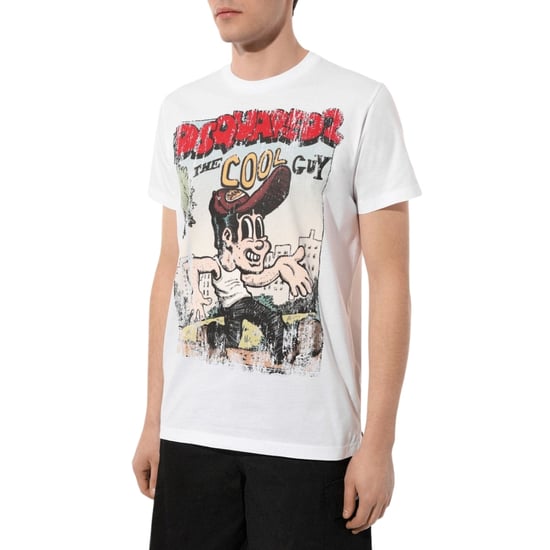 Dsquared2 Cigarette Fit The Cool Guy Print Wit T-shirt - Image 2