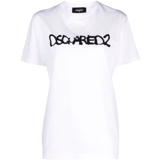 Dsquared2 Graffiti Spray Logo Vit T-shirt - Image 1
