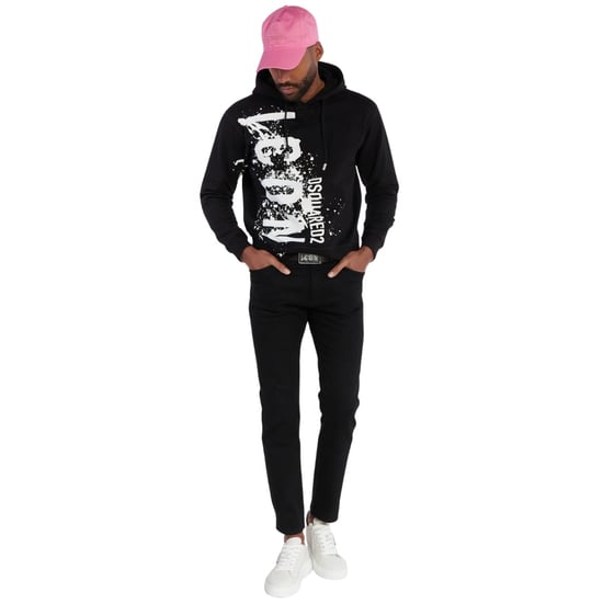 Dsquared2 Cool Fit Icon Splash Logo Svart Hoodie - Image 5