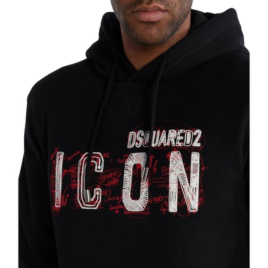 Dsquared2 Icon Scribble Logo Cool Fit Svart Huvtröja - Image 4