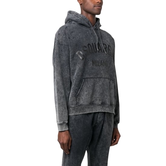 Dsquared2 Milano Destroyed Faded Look Grey Hoodie - Image 4