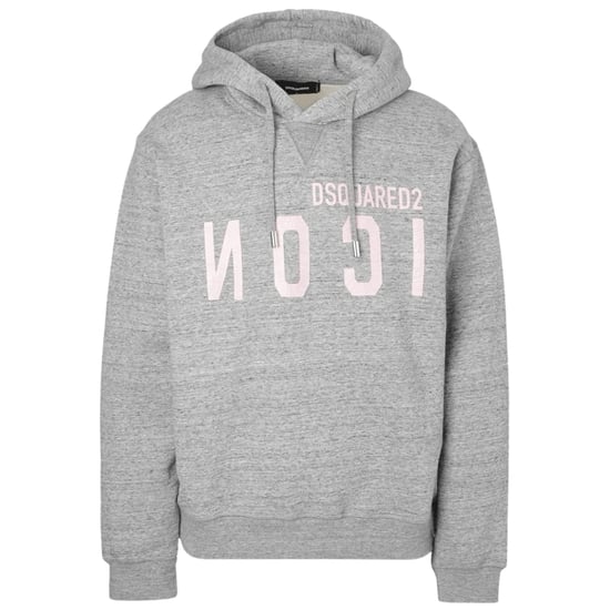 Dsquared2 Roze Icon Gebarsten Logo Grijze Hoodie - Image 1