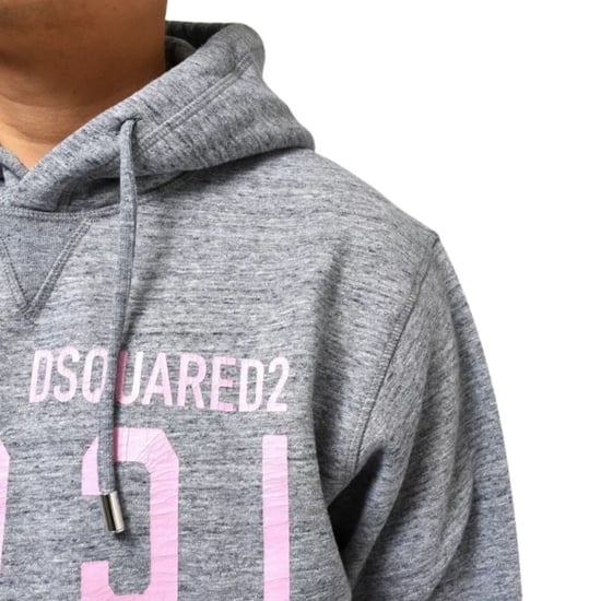 Dsquared2 Roze Icon Gebarsten Logo Grijze Hoodie - Image 5