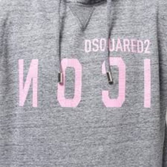 Dsquared2 Roze Icon Gebarsten Logo Grijze Hoodie - Image 6