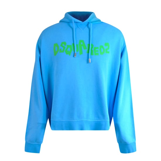 Dsquared2 Contrast Brand Logo Blue Hoodie - Image 1