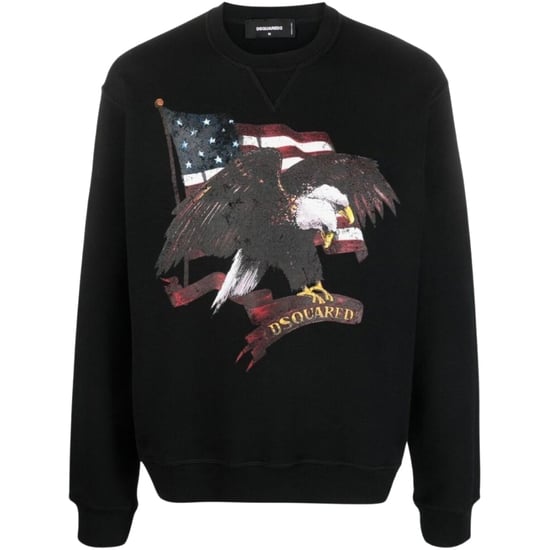 Dsquared2 Trui Met Amerikaanse Adelaarmotief, Zwarte Ronde Hals - Image 1