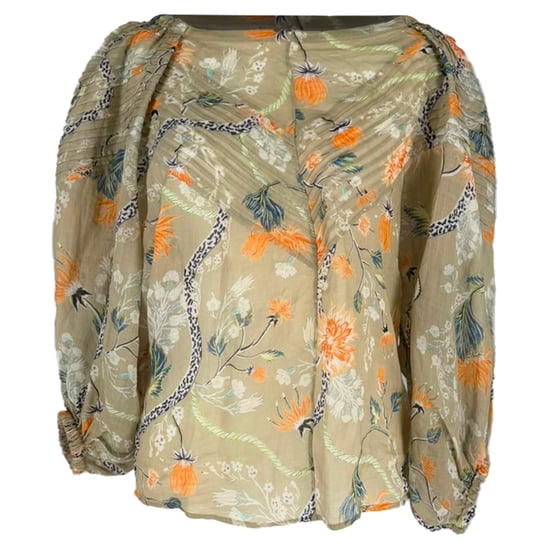 Chloé blouse met bloemenprint en ballonmouwen in veelkleurige ramie - Image 2