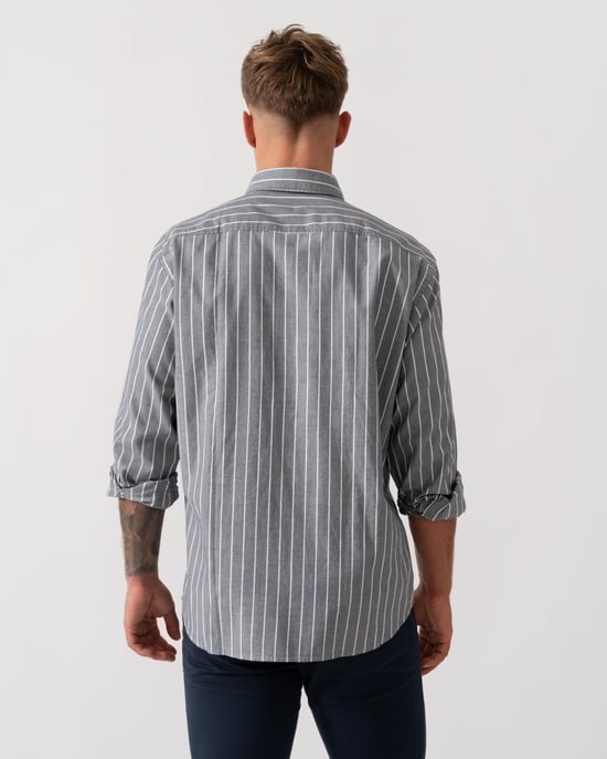 Regular Fit Three Quarter Sleeve Logo Detail Shirt in Grey - Image 2